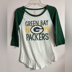 NFL Green Bay Packers T Shirt, Junior S (3-5), Whiye/Green/Bling, NWT